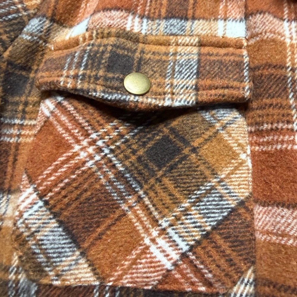 Cozy Brown Plaid Teddy Jacket with Hood - Picture 4 of 4